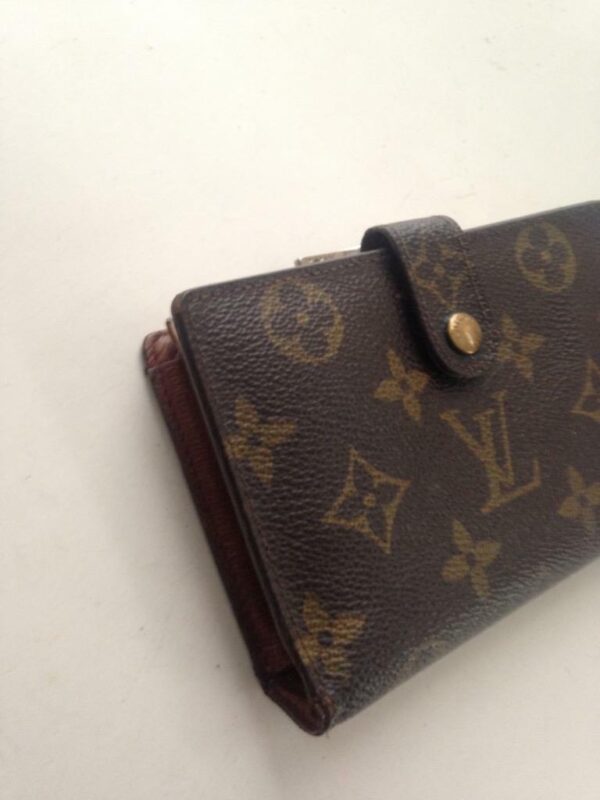 Louis Vuitton Brown Mono Compact Kisslock Bifold Wallet 5.5inx4in