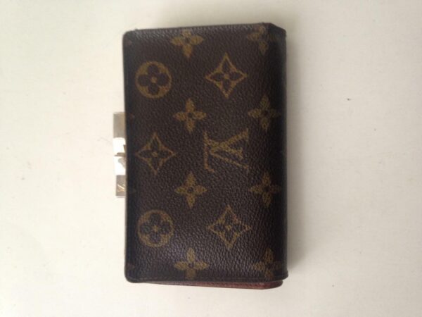 Louis Vuitton Brown Mono Compact Kisslock Bifold Wallet 5.5inx4in