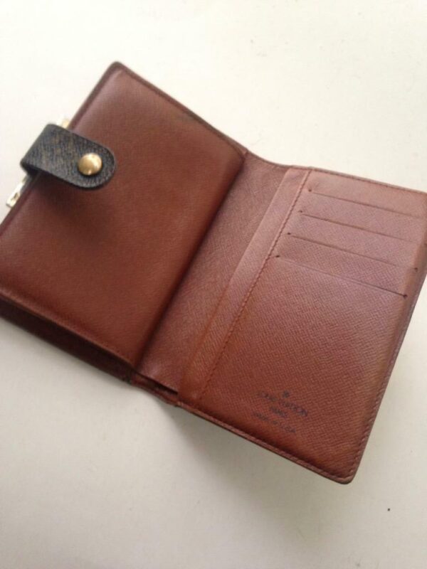 Louis Vuitton Brown Mono Compact Kisslock Bifold Wallet 5.5inx4in