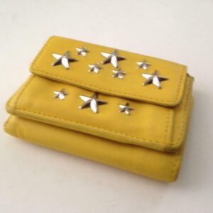 Jimmy Choo Yellow Leather Tri-Fold Wallet 4in x 3.5in