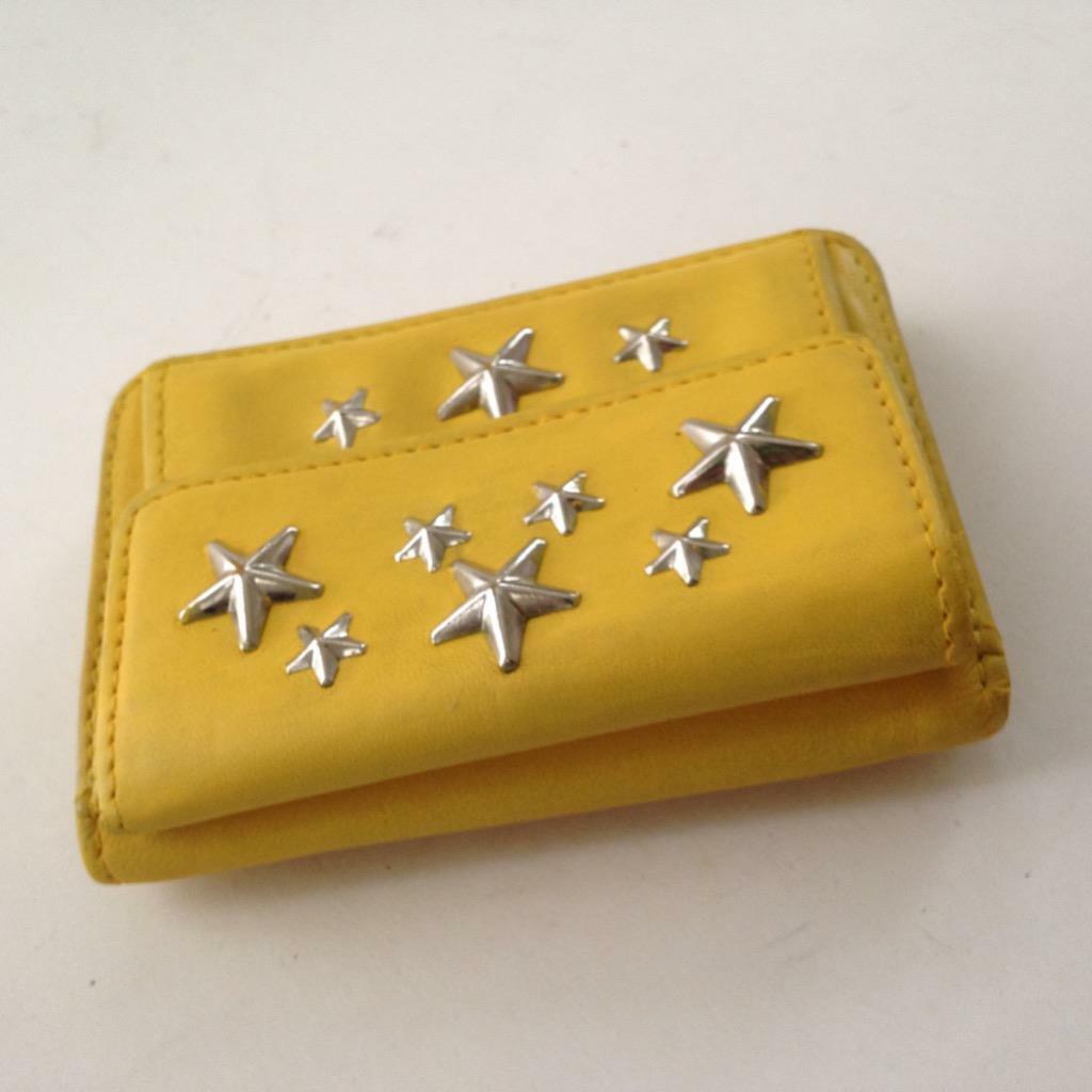 Jimmy Choo Yellow Leather Tri-Fold Wallet 4in x 3.5in