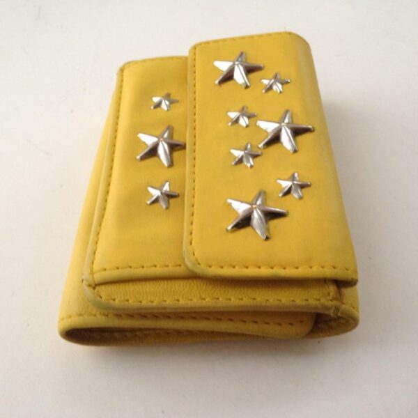 Jimmy Choo Yellow Leather Tri-Fold Wallet 4in x 3.5in