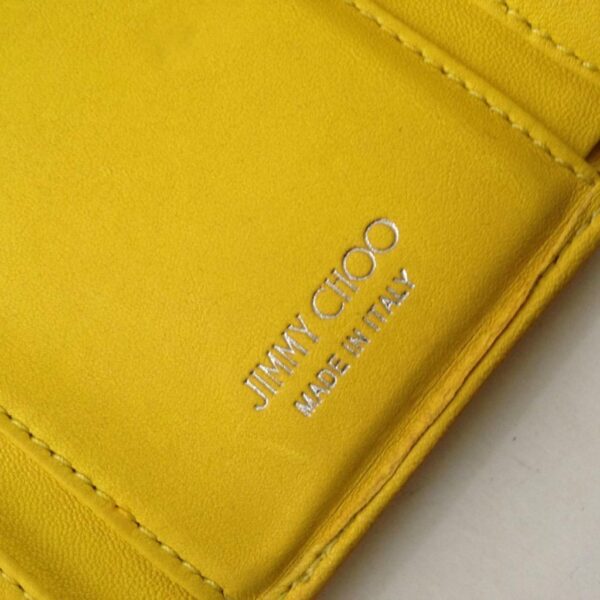 Jimmy Choo Yellow Leather Tri-Fold Wallet 4in x 3.5in