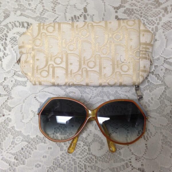 Christian DIor, Germany, Sunglasses with Gold and White Jacquard Case