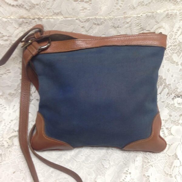 Prada Blue Denim-Tan Leather Crossbody 10.5in x 9in