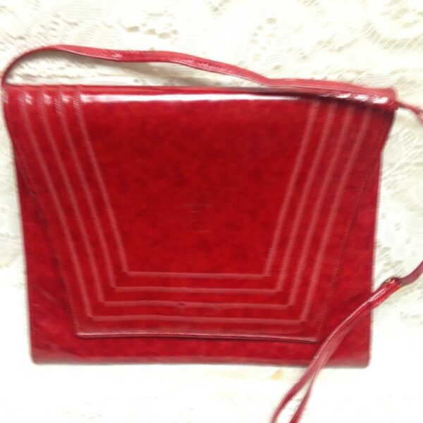 Authentic Fendi Red Patent Leather Clutch-crossbody 10in x 8in x 3in