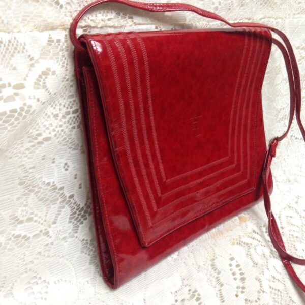 Authentic Fendi Red Patent Leather Clutch-crossbody 10in x 8in x 3in