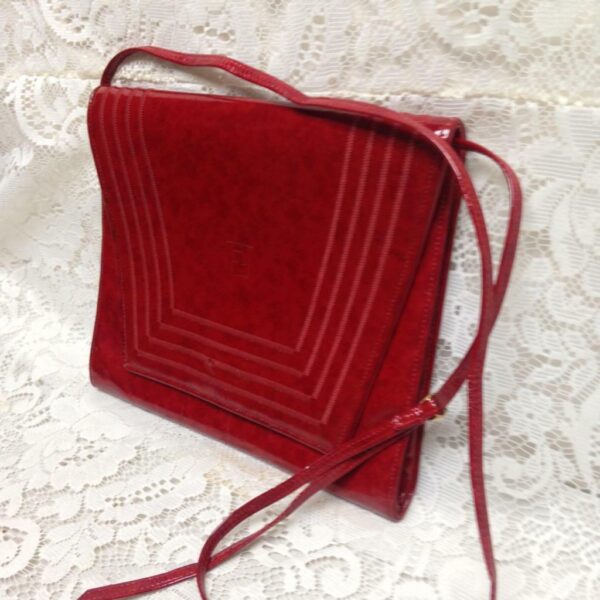 Authentic Fendi Red Patent Leather Clutch-crossbody 10in x 8in x 3in