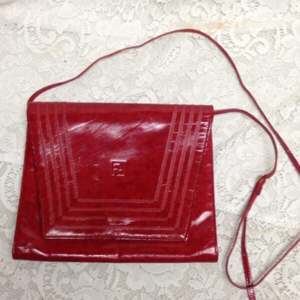 Authentic Fendi Red Patent Leather Clutch-crossbody 10in x 8in x 3in