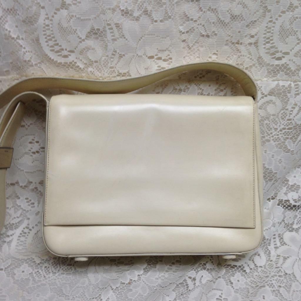 Prada Cream-Beige Leather Shoulder Bag with Tags 10.5 x 8.5 x 3.5