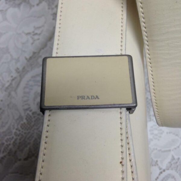 Prada Cream-Beige Leather Shoulder Bag with Tags 10.5 x 8.5 x 3.5