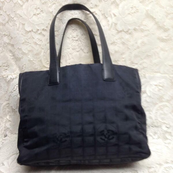 Chanel Travel Line Nylon Black MM Tote 10in H x 13in L x 6in W