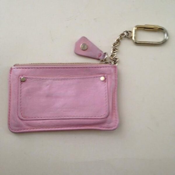 Jimmy Choo Pink Leather-Silver Star Coin-Key Case 4.5in x 3in