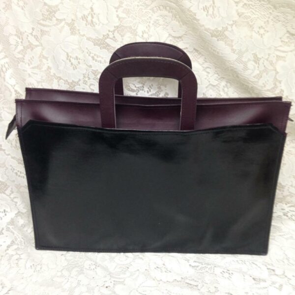 Vintage, Black- Burgundy Faux Leather Briefcase 17in x 12in x 3in