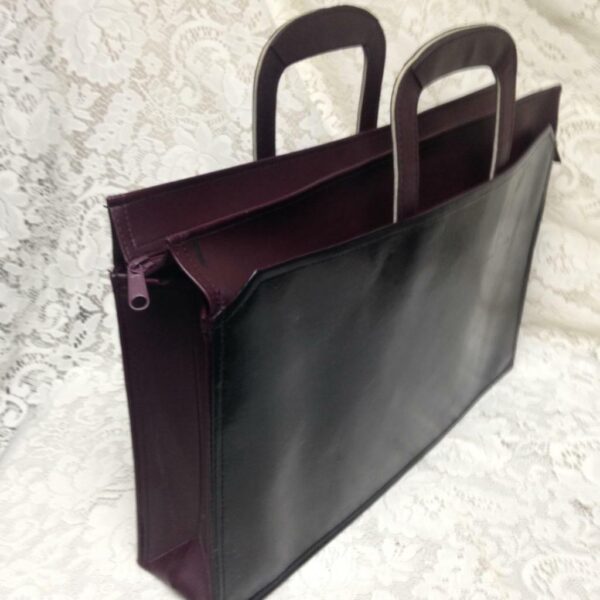 Vintage, Black- Burgundy Faux Leather Briefcase 17in x 12in x 3in