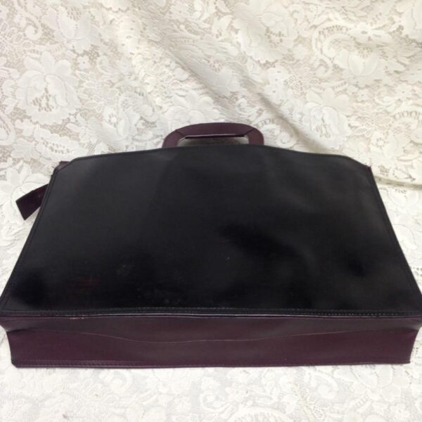 Vintage, Black- Burgundy Faux Leather Briefcase 17in x 12in x 3in