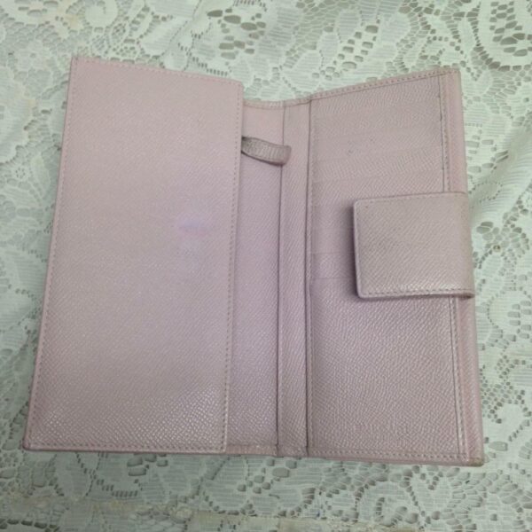 Bulgari Pink Leather Bifold Long Wallet 7.5in x 4in