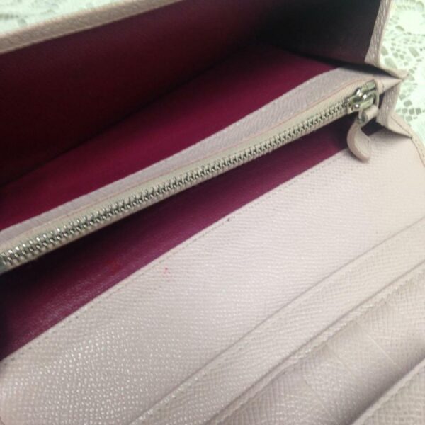 Bulgari Pink Leather Bifold Long Wallet 7.5in x 4in