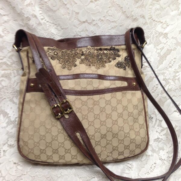 Vintage Gucci Italy, Brown Mono Large Shoulder Bag 14in x 13in x 2.5in