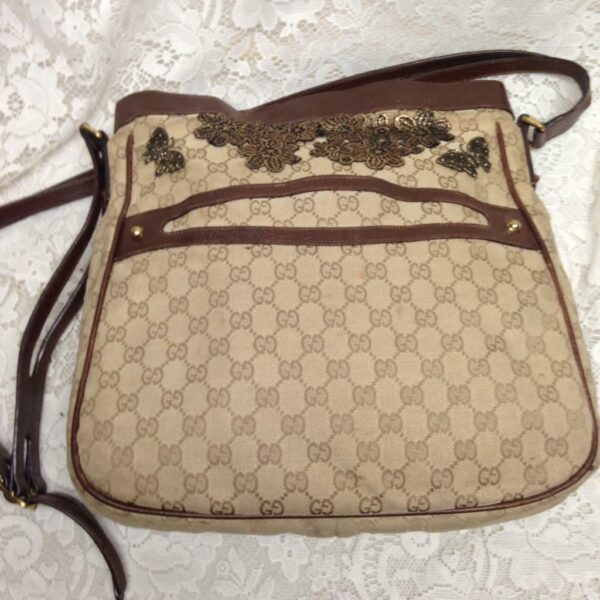 Vintage Gucci Italy, Brown Mono Large Shoulder Bag 14in x 13in x 2.5in