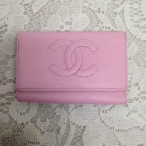 Authentic, Chanel Pink Leather 5-Hooks Key Case 4in x 3in (B)