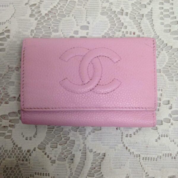 Authentic, Chanel Pink Leather 5-Hooks Key Case 4in x 3in (B)