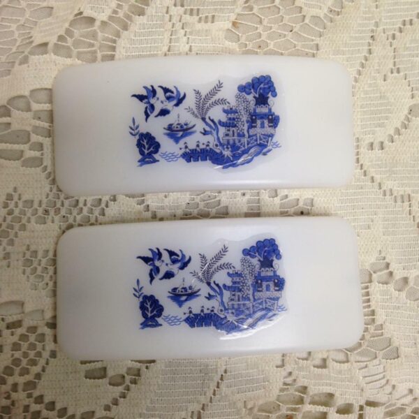 2pc Blue Willow Barrettes 3in x 1.5in