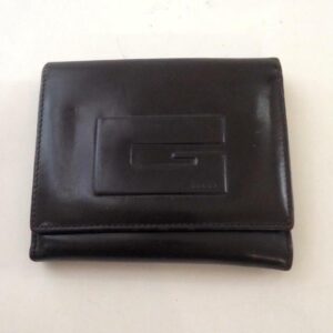 Authentic, Gucci Brown Enamel Tri-fold Wallet 5.5in x 4in