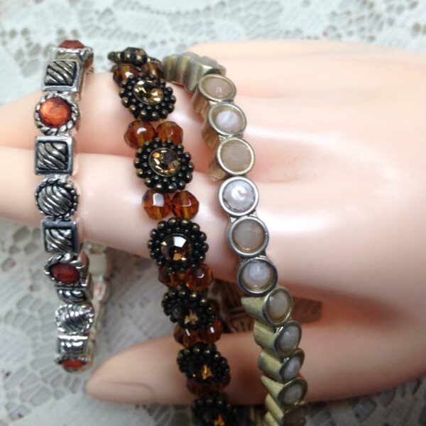 3pc Multi colored Beaded Stretchable Bracelets