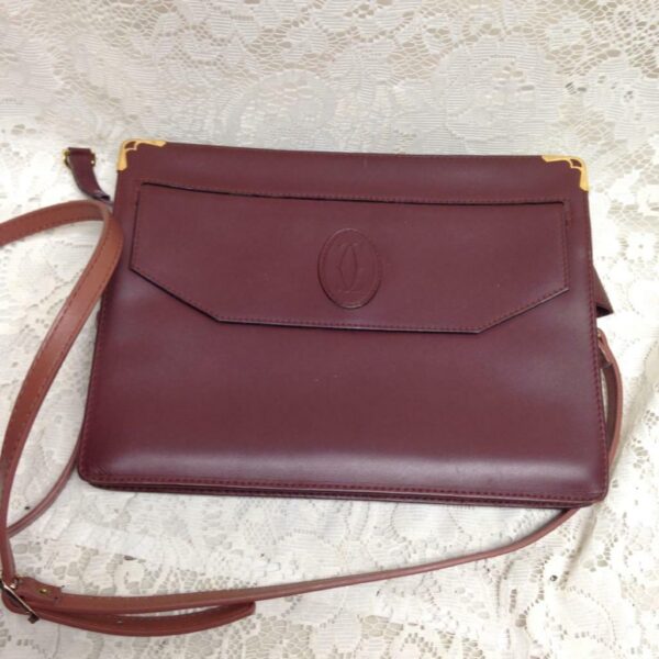 Authentic, Cartier Burgundy, Leather Clutch- Purse 10.5in x 8in x 2in