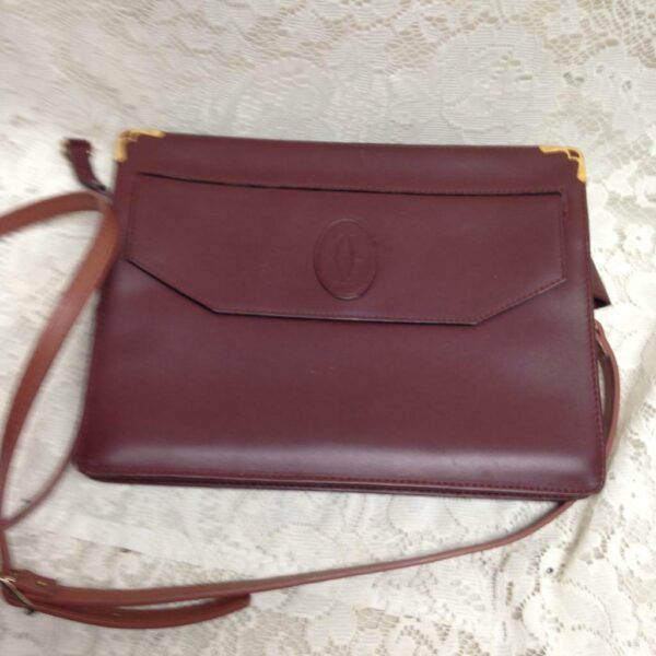 Authentic, Cartier Burgundy, Leather Clutch- Purse 10.5in x 8in x 2in