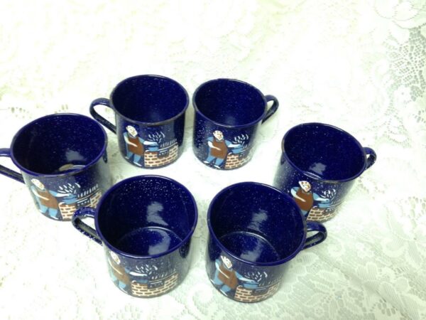 Vintage, Rare, Enamelware, 8pc Party Time Coffee-Mug Set