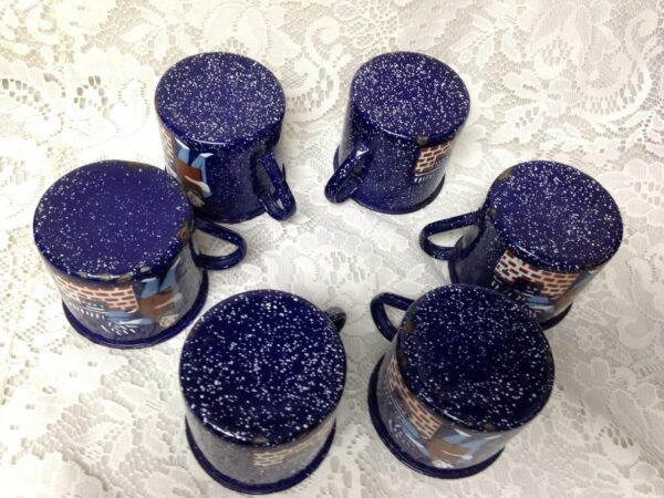 Vintage, Rare, Enamelware, 8pc Party Time Coffee-Mug Set