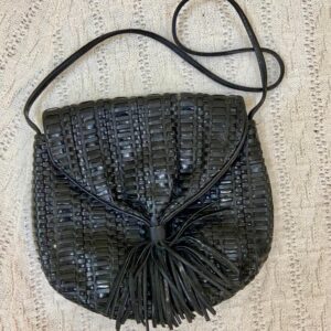 Vintage, 1950s, Ganson Black Woven Leather Shoulder Bag