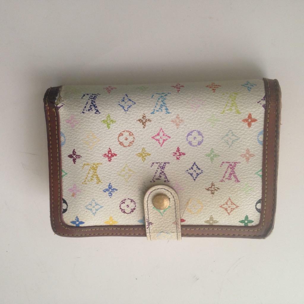 Louis Vuitton Multi-color White Compact Kisslock Bifold Wallet 5.5inx4in(TH1015)