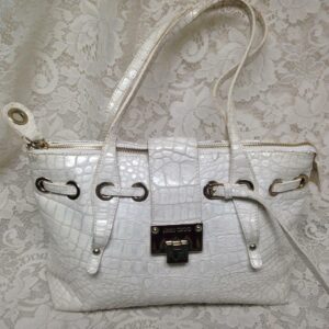 Jimmy Choo White Crocodile Leather Hand Bag 12in x 9in x 6in