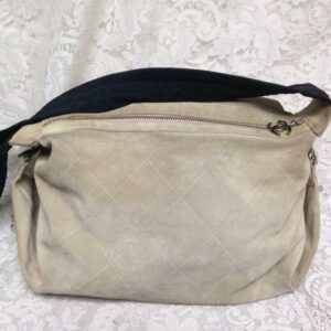 Chanel Khaki Suede Leather Weekender Shoulder-Hand Bag 10in H x 16in L x 10in W