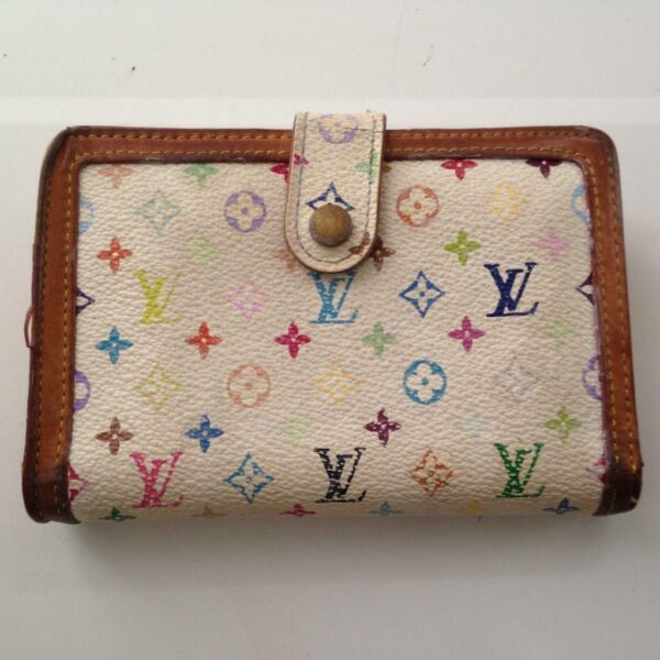 Louis Vuitton Multi-color White Compact Kisslock Bifold Wallet 5.5inx4in(TH0010)