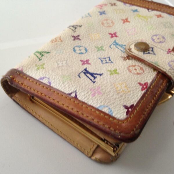 Louis Vuitton Multi-color White Compact Kisslock Bifold Wallet 5.5inx4in(TH0010)