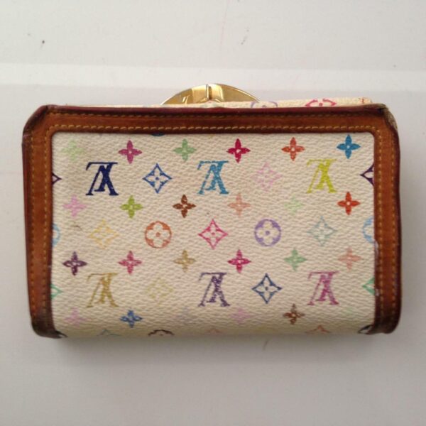 Louis Vuitton Multi-color White Compact Kisslock Bifold Wallet 5.5inx4in(TH0010)