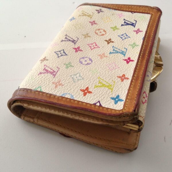 Louis Vuitton Multi-color White Compact Kisslock Bifold Wallet 5.5inx4in(TH0010)