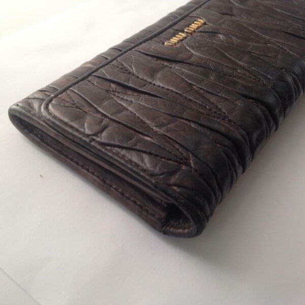 Authentic Miu-Miu Charcoal Gray Long Wallet 7.5in x 4in