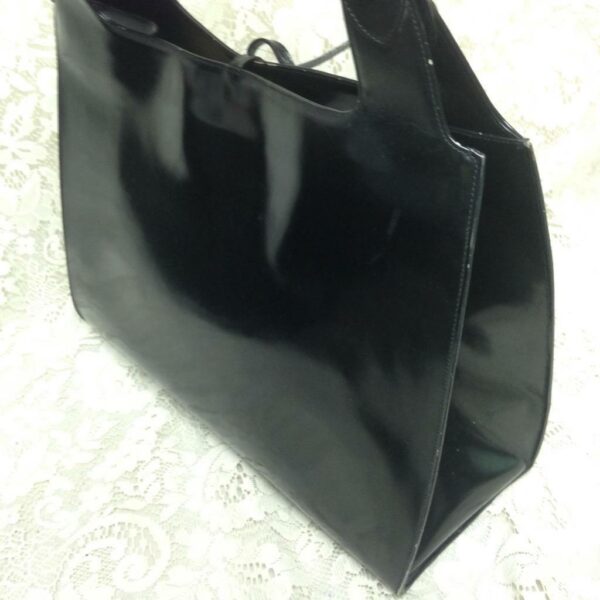 Ferragamo Large Black Enamel Patent Tote- Shoulder Bag 16in x 11in x 5.5in