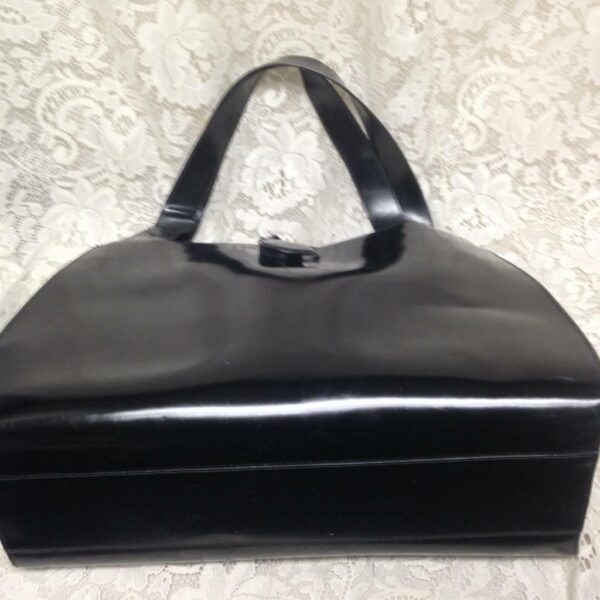 Ferragamo Large Black Enamel Patent Tote- Shoulder Bag 16in x 11in x 5.5in