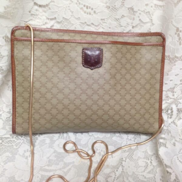 Celine, Paris, Italy Cream Macadam, 2-way Clutch-Crossbody 11in x 7in x 3in