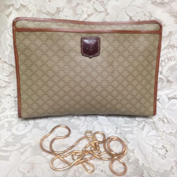 Celine, Paris, Italy Cream Macadam, 2-way Clutch-Crossbody 11in x 7in x 3in