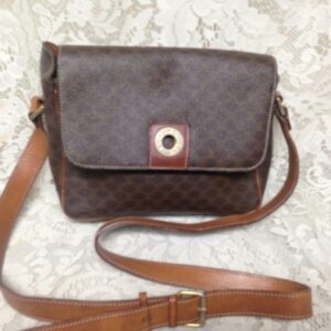 Celine, Paris, Italy Brown Macadam Crossbody 9in x 6in x 2.5in