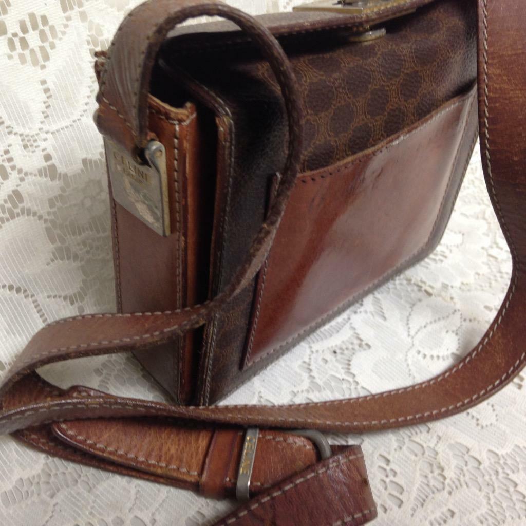 Celine, Square,Boxy Brown Macadam 2-way Mini Purse-Crossbody 6.5in x 5.5in x 2in