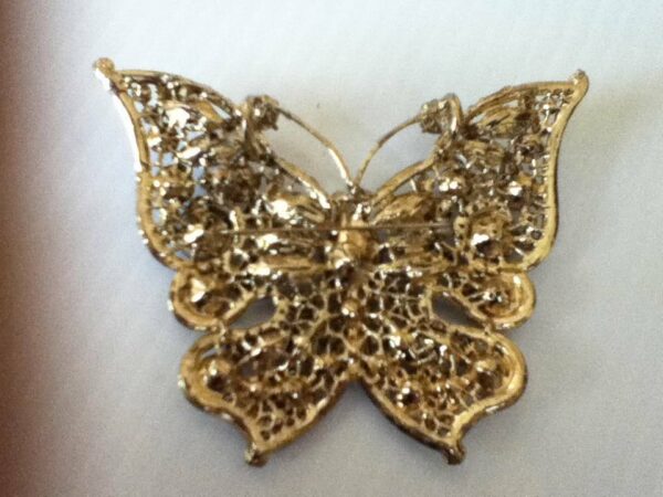 Elegant, 4in x 3.25in Butterfly, Purple Rhinestones Brooch-Pendant