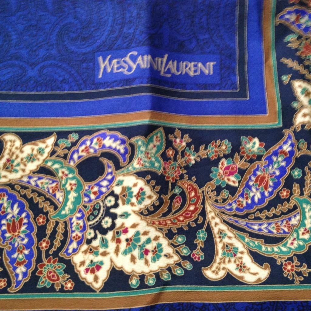 Vintage, Yves Saint Laurent Multi color Paisley Ladies Scarf 34in x 34in